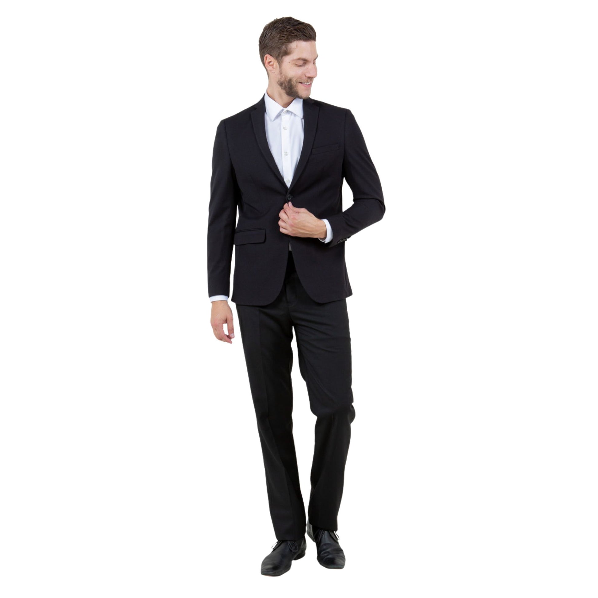 Men's Slim-Fit Black Blazer, Stretch Formal Jacket, Black Business Casual Blazer, Modern Tailored Blazer, Flex Tailor Men's Jacket