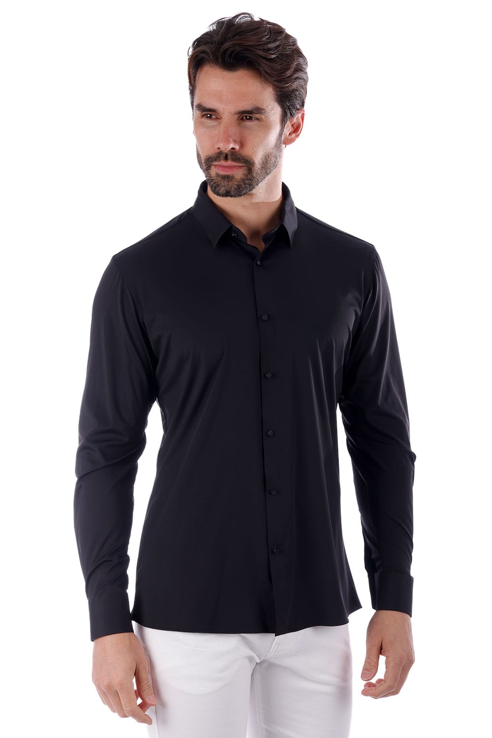 Men's Black Stretch Dress Shirt - view 1