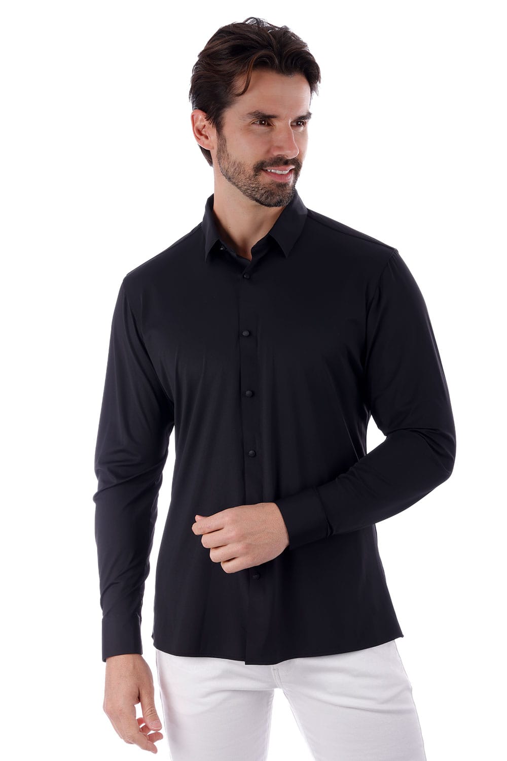 Men's Black Stretch Dress Shirt - view 3