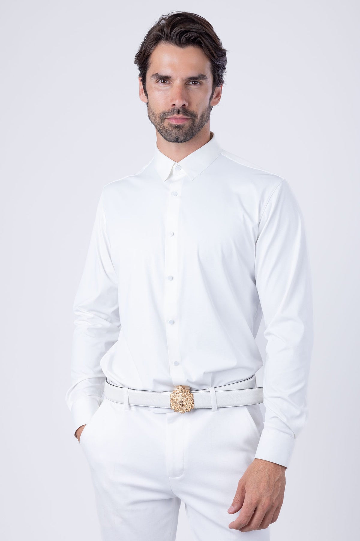 Men's White Stretch Dress Shirt - view 2