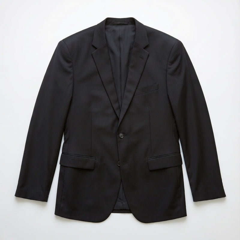 Men's Slim-Fit Black Stretch Blazer laid flat