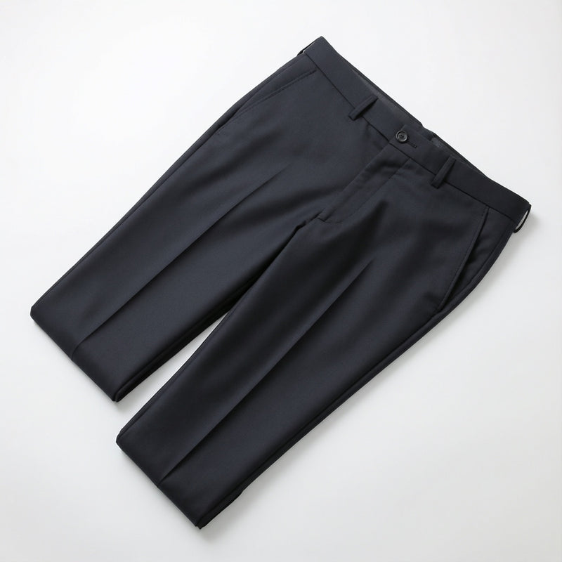 Men's Slim-Fit Stretch Black Dress Pants laid flat