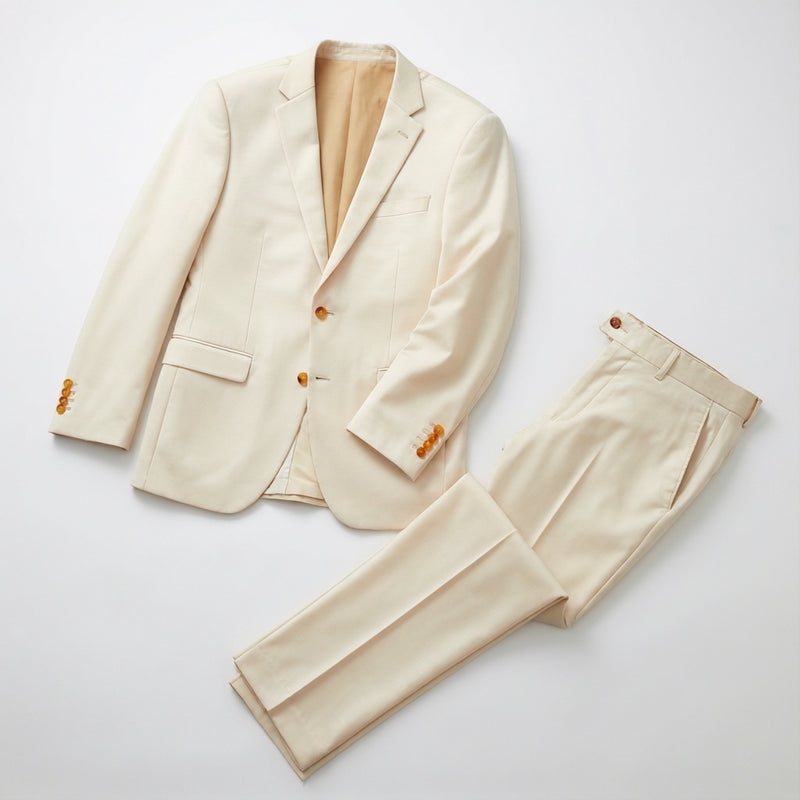 Men's Bone Motion Stretch Suit laid flat with matching trousers