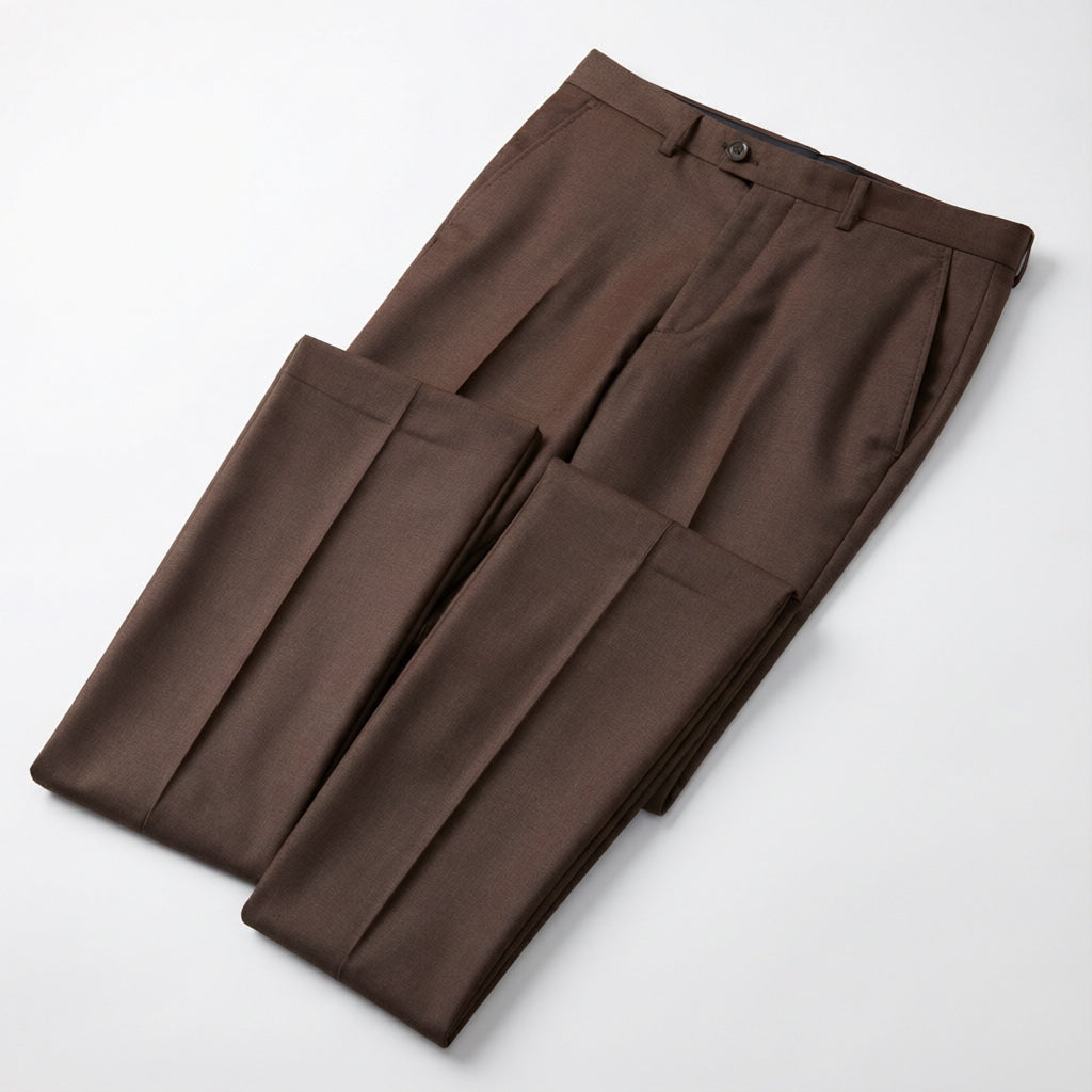 Men's Brown Motion Stretch Dress Pants folded flat