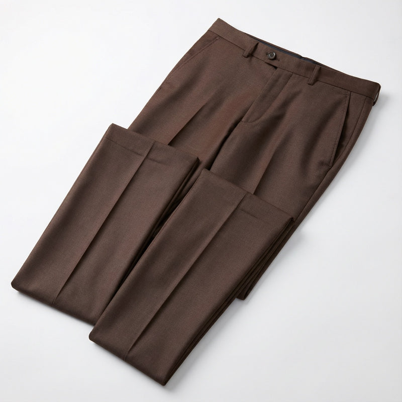 Men's Brown Motion Stretch Dress Pants folded flat