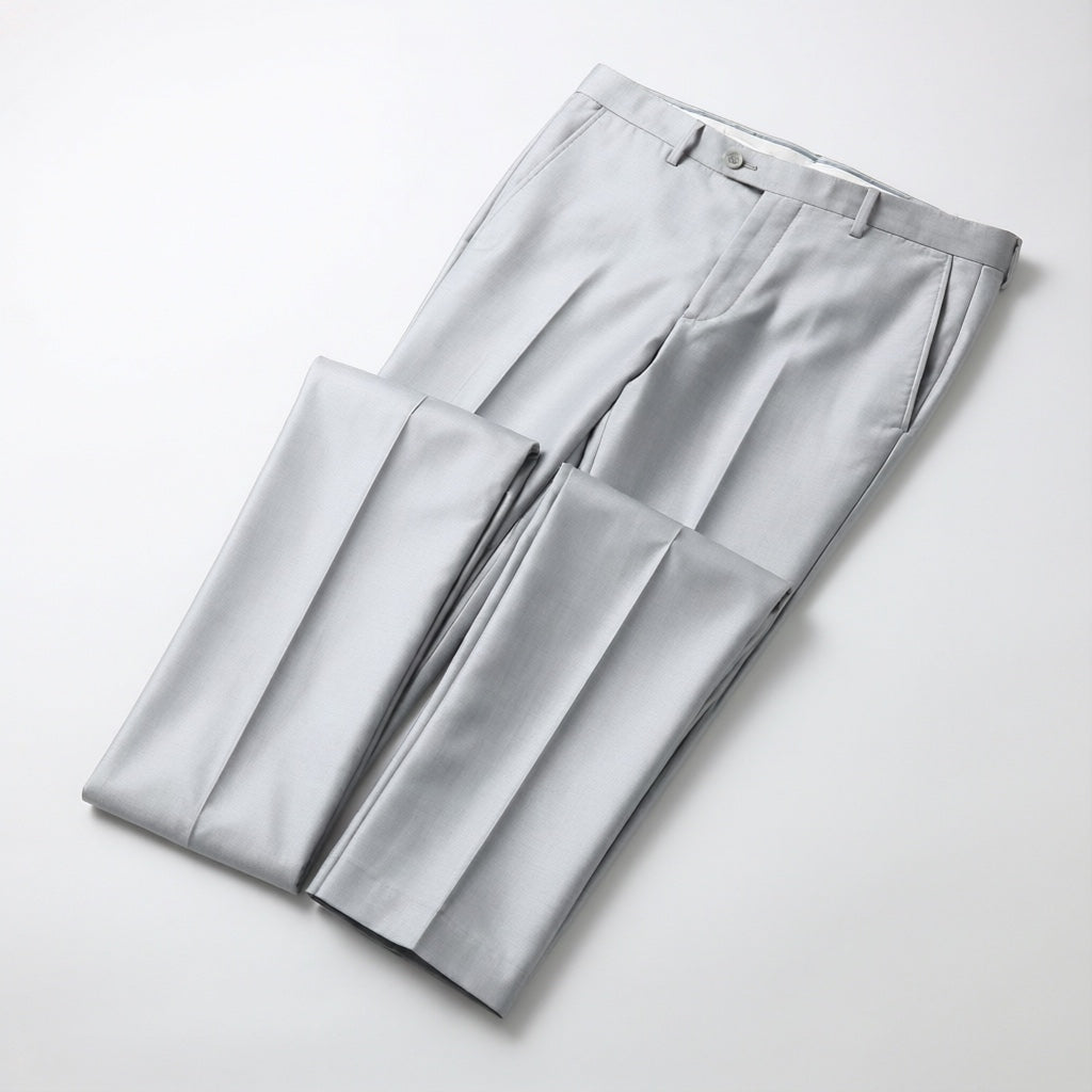 Men's Silver Motion Stretch Dress Pants folded flat