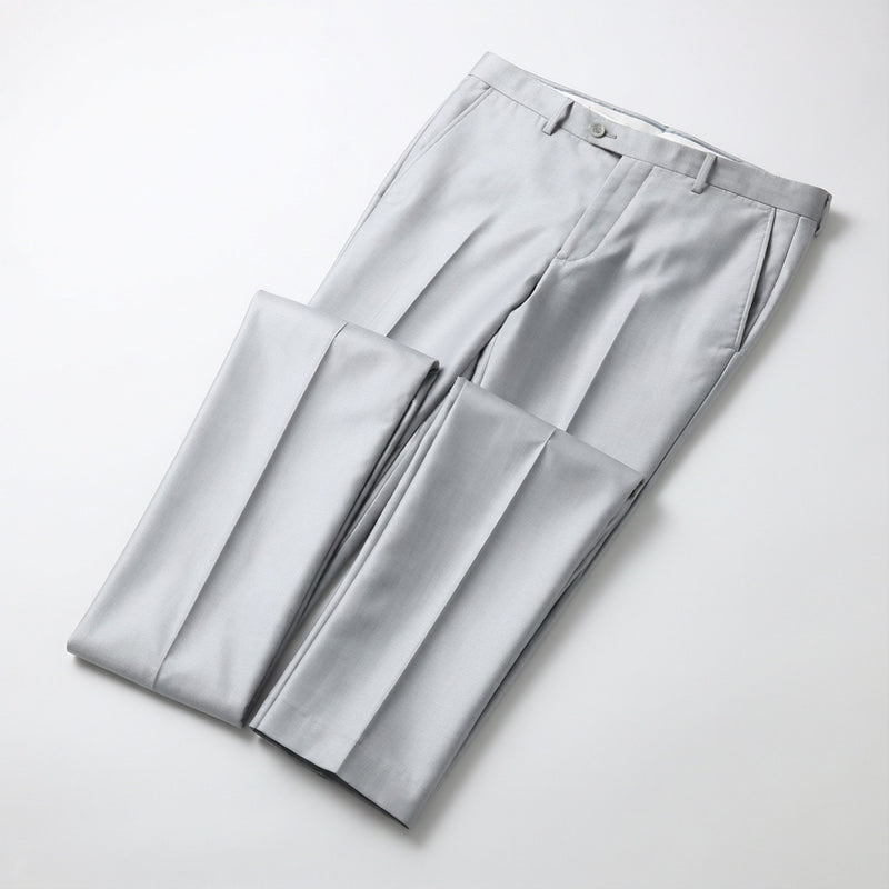 Men's Silver Motion Stretch Dress Pants folded flat