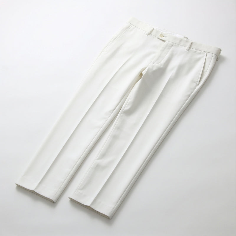 Men's White Motion Stretch Dress Pants folded flat
