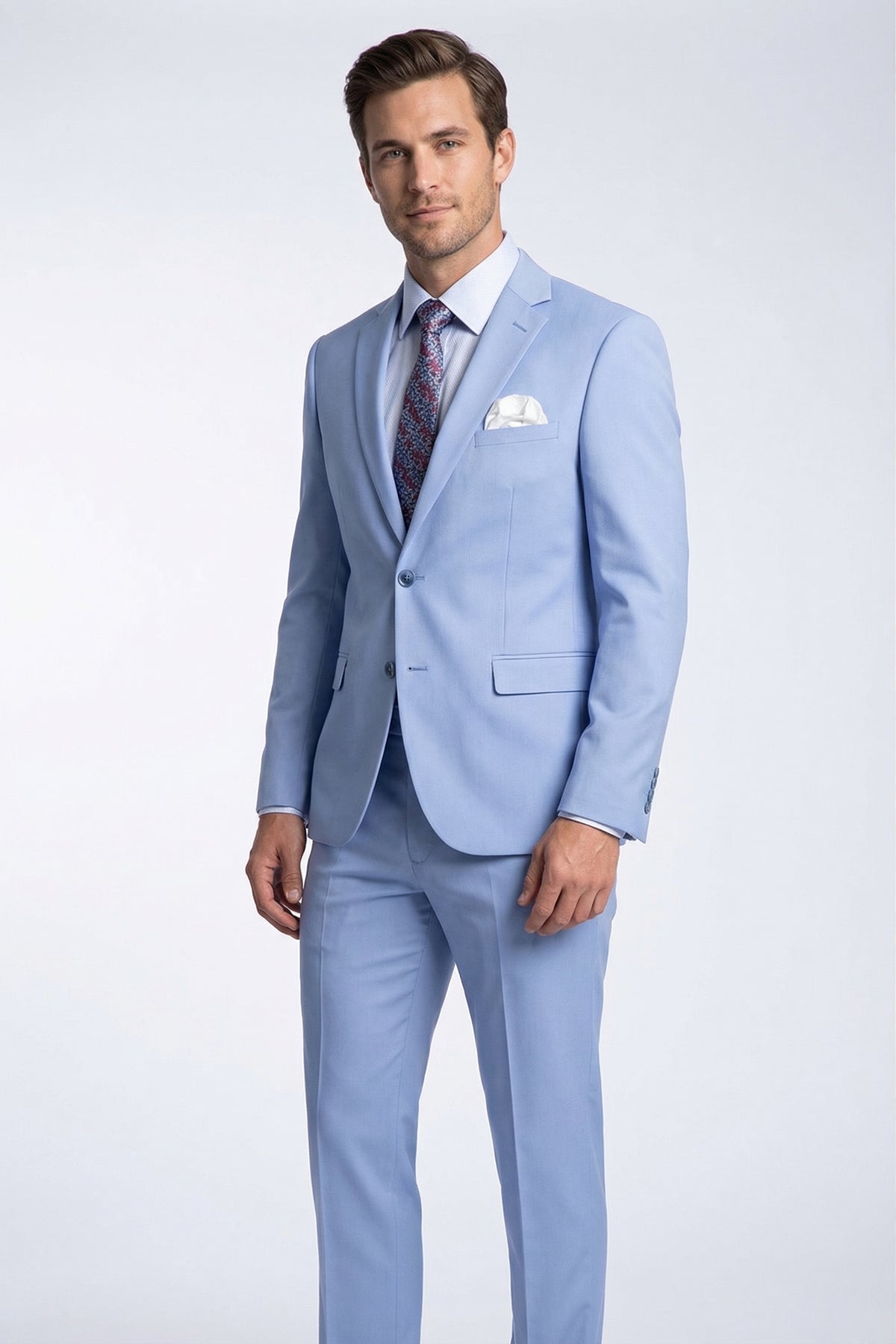 Men's Sky Blue Tailored Stretch Suit - view 1